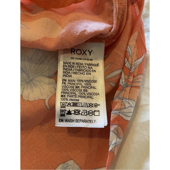 ROXY Girl Little Light Peach/Orange/Mango Floral Dress 6 - Picture 6 of 6
